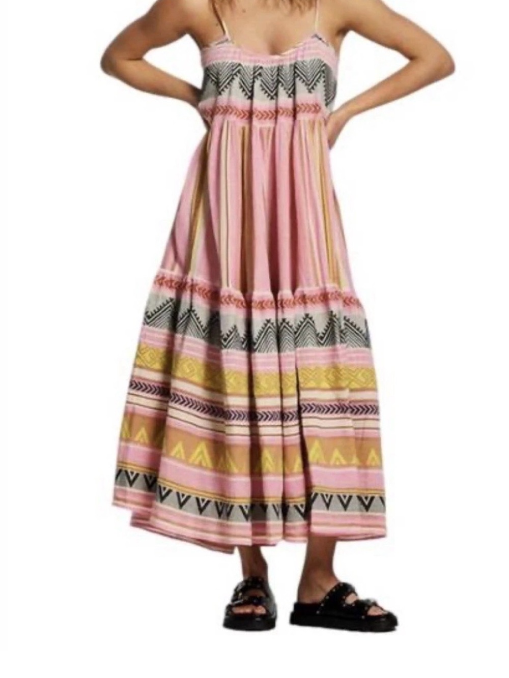 Devotion TWINS Pink, Yellow & Black Patterned Maxi Dress